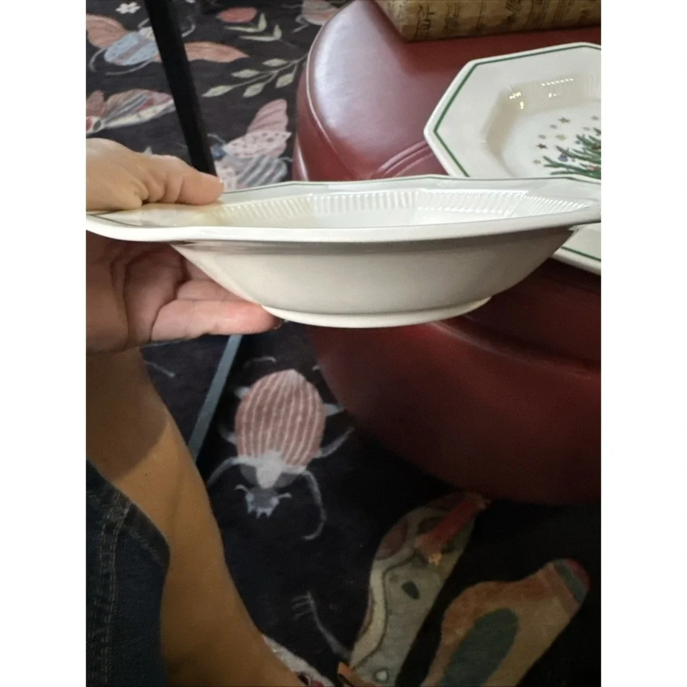Set Of 6 Nikko Christmastime Rimmed Soup Bowls/Ironstone/8